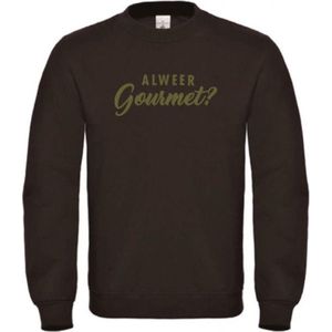 Foute kersttrui zwart XXL - Al weer gourmet? - Olijfgroen - soBAD. | Kersttrui soBAD. | kerstsweaters volwassenen | kerst hoodie volwassenen | Kerst outfit | Foute kerst truien