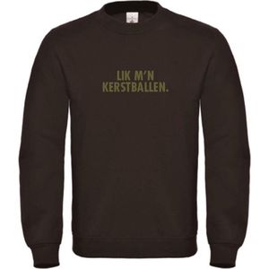 Foute kersttrui zwart S - Lik m'n kerstballen - Olijfgroen - soBAD. | Kersttrui soBAD. | kerstsweaters volwassenen | kerst hoodie volwassenen | Kerst outfit | Foute kerst truien