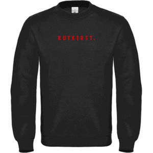 Foute kersttrui zwart M - Kutkerst - rood glitter - soBAD. | Kersttrui soBAD. | kerstsweaters volwassenen | kerst hoodie volwassenen | Kerst outfit | Foute kerst truien