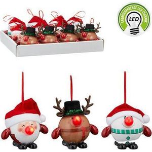 Kerstballen set met LED 3 stuks - Hangdeco - Kerstman - Sneeuwpop - Rendier - Kerstversiering - Batterijen inclusief