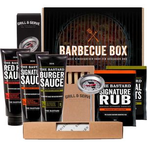 Barbecue Box met The Bastard items | Barbecue cadeaupakket | BBQ Cadeaubox | Zomerpakket | Zomer cadeau | Zomer cadeau man | BBQ accessoires cadeau | BBQ spullen cadeau | Vaderdag cadeau | The Bastard cadeau