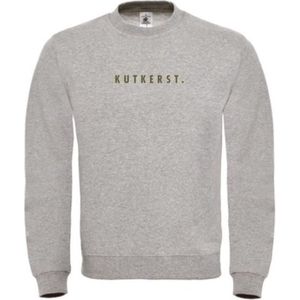 Kerst sweater grijs S - Kutkerst - olijfgroen - soBAD. | Kersttrui soBAD. | kerstsweaters volwassenen | kerst hoodie volwassenen | Kerst outfit | Foute kerst truien