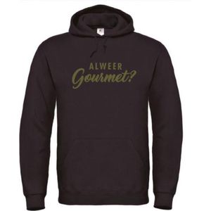 Foute kersttrui hoodie zwart M - Alweer gourmet? - Olijfgroen - soBAD. | Kersttrui soBAD. | kerstsweaters volwassenen | kerst hoodie volwassenen | Kerst outfit | Foute kerst truien