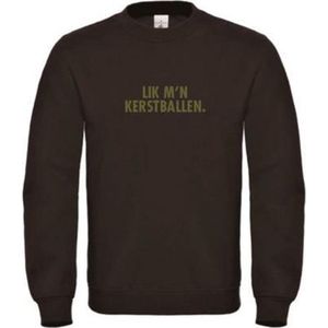 Foute kersttrui zwart XL - Lik m'n kerstballen - Olijfgroen - soBAD. | Kersttrui soBAD. | kerstsweaters volwassenen | kerst hoodie volwassenen | Kerst outfit | Foute kerst truien