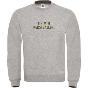 Foute kersttrui grijs XXL - Lik m'n kerstballen - Olijfgroen - soBAD. | Kersttrui soBAD. | kerstsweaters volwassenen | kerst hoodie volwassenen | Kerst outfit | Foute kerst truien