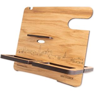 Skyline Desk Organizer Winterswijk - Eiken - Bureau Organizer - Telefoonhouder - Tablethouder - Smartwatch Houder - Sorteren spullen - WoodWideCities