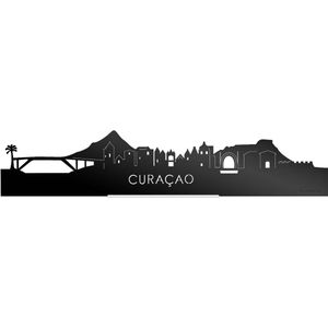 Standing Skyline Curaçao Zwart Glanzend - 40 cm - Woon decoratie om neer te zetten en om op te hangen - Meer steden beschikbaar - Cadeau voor hem - Cadeau voor haar - Jubileum - Verjaardag - Housewarming - Aandenken aan stad - WoodWideCities