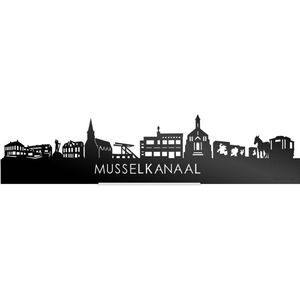 Standing Skyline Musselkanaal Zwart Glanzend - 60 cm - Woondecoratie design - Decoratie om neer te zetten en om op te hangen - Meer steden beschikbaar - Cadeau voor hem - Cadeau voor haar - Jubileum - Verjaardag - Housewarming - Interieur -