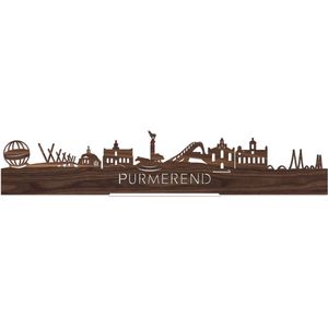Standing Skyline Purmerend Notenhout - 60 cm - Woondecoratie design - Decoratie om neer te zetten en om op te hangen - Meer steden beschikbaar - Cadeau voor hem - Cadeau voor haar - Jubileum - Verjaardag - Housewarming - Interieur - WoodWideCities