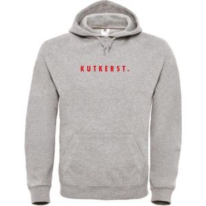 Foute kersttrui hoodie grijs S - Kutkerst - rood glitter - soBAD. | Kersttrui soBAD. | kerstsweaters volwassenen | kerst hoodie volwassenen | Kerst outfit | Foute kerst truien