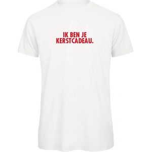 Kerst t-shirt wit L - Ik ben je kerstcadeau - rood glitter - soBAD. | Kerst t-shirt soBAD. | kerst shirts volwassenen | kerst t-shirts volwassenen | Kerst outfit | Foute kerst t-shirts