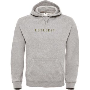 Foute kersttrui hoodie grijs M - Kutkerst - olijfgroen - soBAD. | Kersttrui soBAD. | kerstsweaters volwassenen | kerst hoodie volwassenen | Kerst outfit | Foute kerst truien