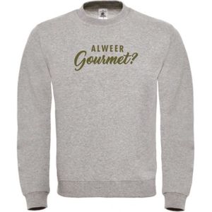 Foute kersttrui grijs M - Al weer gourmet? - Olijfgroen - soBAD. | Kersttrui soBAD. | kerstsweaters volwassenen | kerst hoodie volwassenen | Kerst outfit | Foute kerst truien