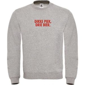 Foute kersttrui grijs M - Dikke piek, drie bier - Rood glitter - soBAD. | Kersttrui soBAD. | kerstsweaters volwassenen | kerst hoodie volwassenen | Kerst outfit | Foute kerst truien