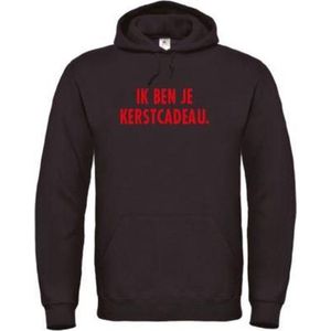 Kerst hoodie zwart XL - Ik ben je kerstcadeau - rood - soBAD. | Kersttrui soBAD. | kerstsweaters volwassenen | kerst hoodie volwassenen | Kerst outfit | Foute kerst truien