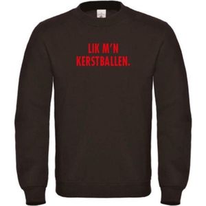 Foute kersttrui zwart XXL - Lik m'n kerstballen - Rood glitter - soBAD. | Kersttrui soBAD. | kerstsweaters volwassenen | kerst hoodie volwassenen | Kerst outfit | Foute kerst truien