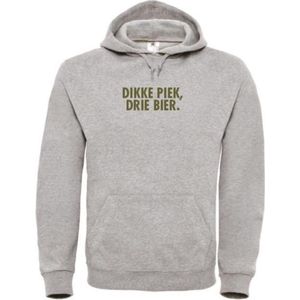 Foute kersttrui hoodie grijs M - Dikke piek, drie bier - Olijfgroen - soBAD. | Kersttrui soBAD. | kerstsweaters volwassenen | kerst hoodie volwassenen | Kerst outfit | Foute kerst truien