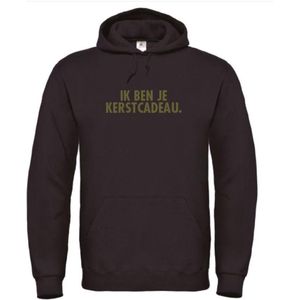 Foute kersttrui hoodie zwart L - Ik ben je kerstcadeau - olijfgroen - soBAD. | Kersttrui soBAD. | kerstsweaters volwassenen | kerst hoodie volwassenen | Kerst outfit | Foute kerst truien