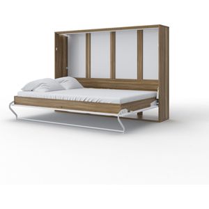 Maxima House - INVENTO 04 Elegance - Horizontaal Vouwbed - Logeerbed - Opklapbed - Bedkast - Country Eiken / Hoogglans Wit - 200x140 cm