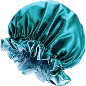 Groene Satijnen Slaapmuts met randje / Reversible Hair Bonnet / Haar bonnet van Satijn / Satin bonnet / Afro nachtmuts voor slapen