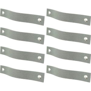 8x Leren handgrepen 'platte greep' - maat M (19 x 2,5 cm) -  SUEDE GREY - incl. 3 kleuren schroefjes (handgreepjes - leren grepen - greepjes - leren lusjes)
