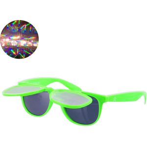 TWINKLERZ® - Space Zonnebril Klepje - Spacebril - Caleidoscoop Bril - Diffractie Bril - Groen
