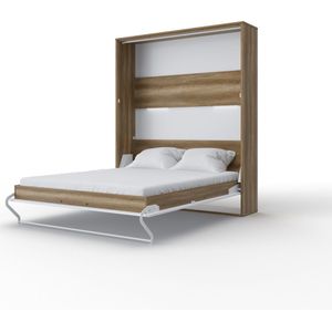 Maxima House - INVENTO 14 Elegance - Verticaal Vouwbed - Logeerbed - Opklapbed - Bedkast - Country Eiken / Hoogglans Wit  - 200x160 cm