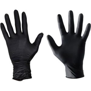 Wegwerp handschoenen Nitril handschoenen Zwart Poedervrij maat M doos 100 stuks