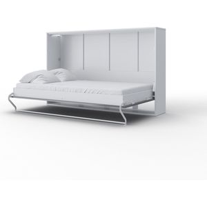 Maxima House - INVENTO 05 Elegance - Horizontaal Vouwbed - Logeerbed - Opklapbed - Bedkast - Wit / Hoogglans Grijs - 200x120 cm