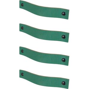 4x leren handgrepen 'platte greep' - maat M (19 x 2,5 cm) - ZEEGROEN- - incl. 3 kleuren schroefjes (handgreepjes - leren grepen - greepjes - leren lusjes)