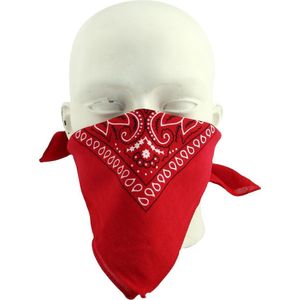 BANDANA ROOD HEREN DAMES PAISLEY - 100% KATOEN - HOOFDBAND - ZAKDOEK - MONDBESCHERMING