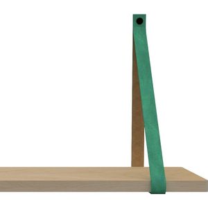 Handles and more Leren plankdragers - met sierschroeven - 100% leer – Zeegroen – set van 2 leren plank banden
