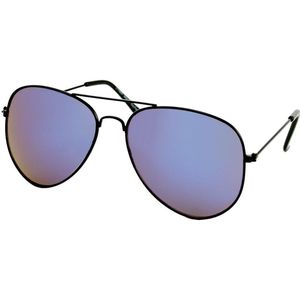 Piloten Zonnebril Zwart - Heren Zonnebril - Dames Zonnebril - Goedkope Zonnebril Blauw Paars Spiegelglas - UV 400