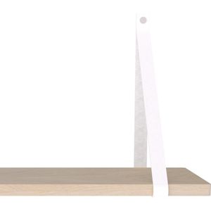 Handles and more Leren plankdragers - met sierschroeven - 100% leer – Wit – set van 2 leren plank banden
