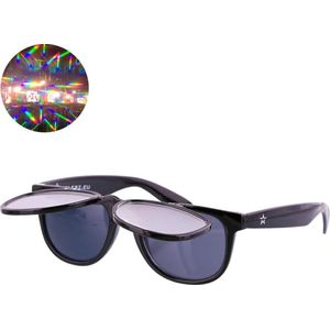 TWINKLERZ® - Spacebril - Space Bril - Space Zonnebril - Caleidoscoop Bril - Diffractie Bril - Festival Bril - Zwart