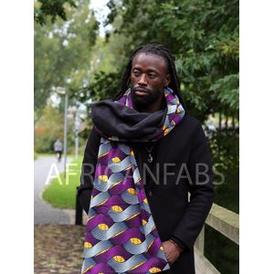 Warme Sjaal met Afrikaanse print Unisex - Paarse tangle - Winter sjaal / Fleece sjaal / Afrika print