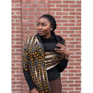 Warme Sjaal met Afrikaanse print Unisex - Zwarte Mud cloth stripes - Winter sjaal / Fleece sjaal / Afrika print