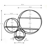Wandbox | 3 Cirkels | Staal | Zwart | 90x15x73cm