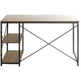 Bureau royaal zwart metalen onderstel met sterk bovenblad in eiken dekor 120x74x60cm