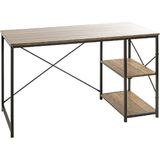 Bureau royaal zwart metalen onderstel met sterk bovenblad in eiken dekor 120x74x60cm