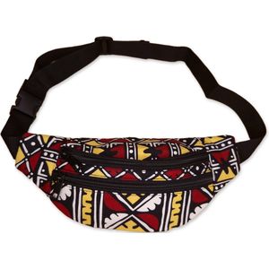 Afrikaanse print heuptasje / Fanny pack - Kastanje / gele - Bum bag / Festival tasje met verstelbare band