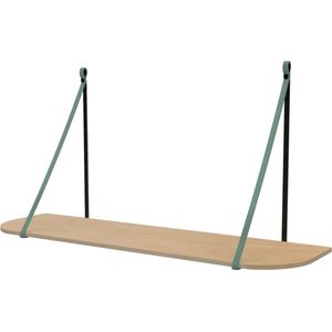 Leren plankdragers 'smal' - Handles and more® - VAALGROEN - 100% leer - set van 2 / excl. plank (leren plankdragers - plankdragers banden - leren plank banden)