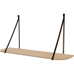 Leren plankdragers 'smal' - Handles and more® - DONKERBRUIN - 100% leer - set van 2 / excl. plank (leren plankdragers - plankdragers banden - leren plank banden)