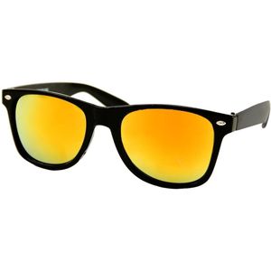Heren Zonnebril - Dames Zonnebril - Zwart - Rood Oranje Spiegelglazen - UV400