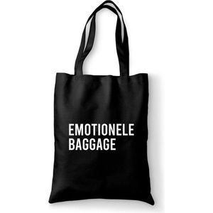 Katoenen tas - Emotionele baggage. - canvas tas - katoenen tas met tekst - schoudertas zwart