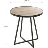 Bijzettafel Zwart Met Hout 48cm rond