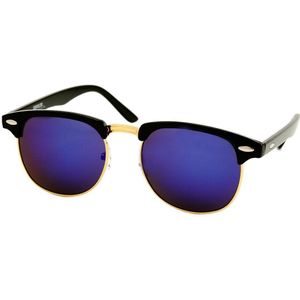 Heren Zonnebril - Dames Zonnebril - Ovaal - Zwart - Blauw Paars Spiegelglazen - UV400