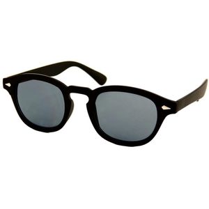 Retro Vintage Heren Dames Zonnebril Mat Zwart - Donkere Zwarte Glazen - UV400