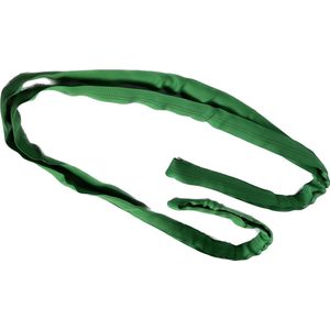 2 stuks polyester rondstrop. Hijsband. Maximale belasting: 2 ton. Werkende lengte: 3 meter. (Omtrek lengte: 6 meter.) Kleur: Groen.