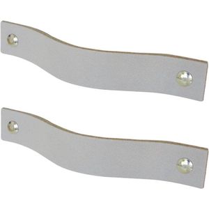 2x Leren handgrepen 'platte greep' - maat M (19 x 2,5 cm) - LICHTGRIJS - incl. 3 kleuren schroefjes (handgreepjes - leren grepen - greepjes - leren lusjes) (handgreepjes - leren grepen - greepjes - leren lusjes)